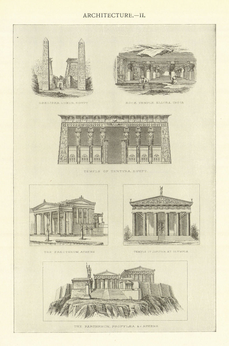 ARCHITECTURE Luxor Egypt Ellora India Tentyra Athens Olympia Parthenon 1907